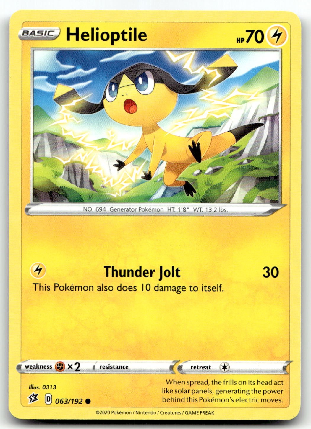 Helioptile 063/192 SWSH02: Rebel Clash Common Normal Pokemon TCG NM
