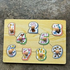 Vintage Wooden Number Peg Puzzle 1-9 Counting Educational Toy for Toddlers