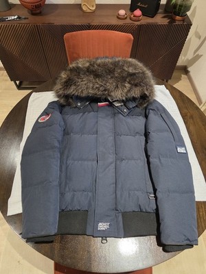 ''VB'' JK1T Original Down Daunenjacke XL dunkelblau, abnehmbare Kapuze, Fellbesatz