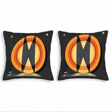 Set of 2 Decorative Throw Pillow Covers 18x18in - Geometric Abstract Circular 