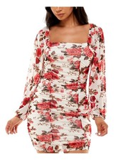 ALMOST FAMOUS Womens Short Dress Ivory Long Sleeve Lined Pullover Juniors S