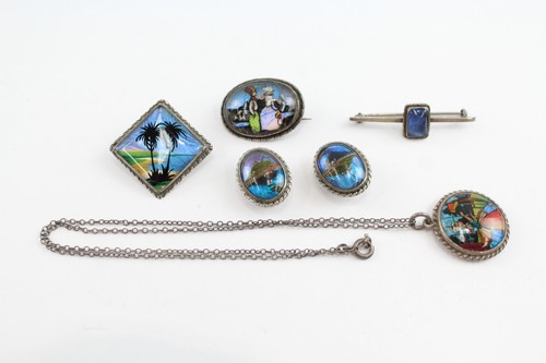 Antique Silver Butterfly Wing Jewellery Beach Scene Thomas Lee Mott x 5 (17g)