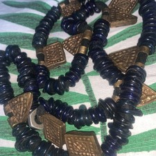 Antike Berber-Kette Siwa Oase Ägypten – Schwere Handelsperlen & Amulette – 149g