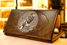 Wooden Handmade Quality Backgammon Game Set Lion Wood Armenian Custom Nardi
