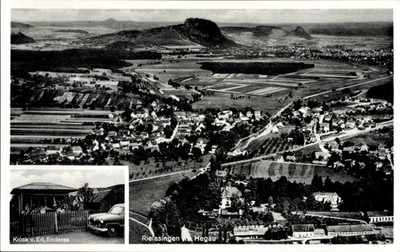 Ak Rielasingen in Baden, Kiosk v. Ed Enderes, Fliegeraufnahme - 11545974