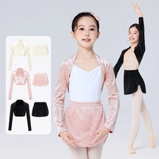 Girls Ballet Top Training Wrap Shrug Kids Long Sleeve Dance Shawl Tops