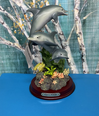 Classic Wildlife Collection Dolphins Jumping 9  Tall Figurine DAMAGED BOX