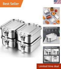 4 Pcs Stainless Steel Food Containers Metal B...