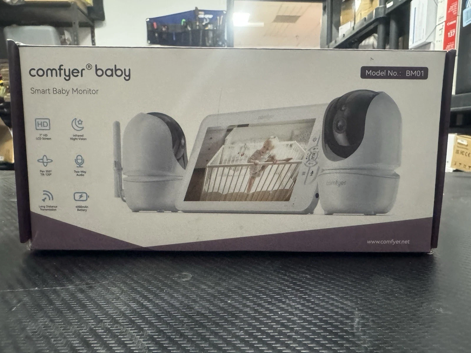 Comfyer Split-Screen Baby Monitor with 2 Cameras 7" HD Baby Monitor Model BM01