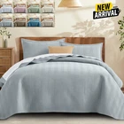 Soft Linen Bedspreads Reversible Linen Quilt Bedding Set Throw Queen King Size