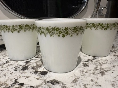 Corning Spring Blossom Crazy Daisy Corelle Coffee Cup Green Vintage Pyrex (4)