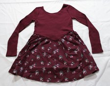 The Children's Place Girl's Floral Print V-Waist Dress JK5 Burgundy Size 7/8 M