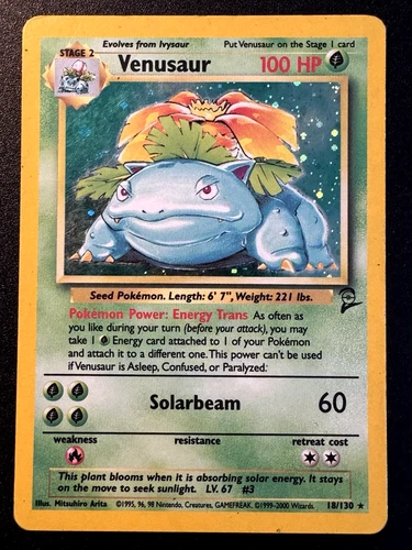 Venusaur 18/130 Base Set 2 Pokemon Card Holo Foil Rare HP