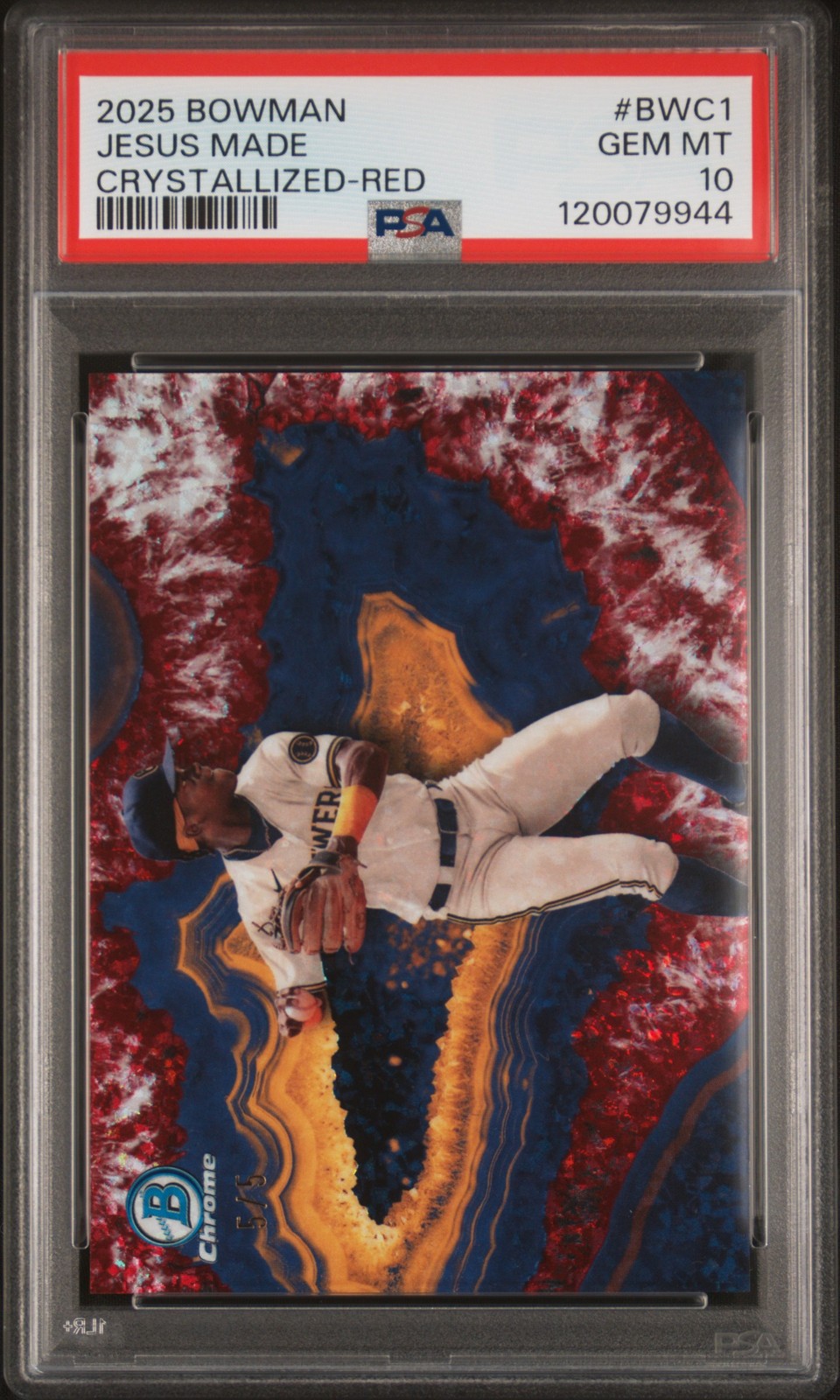 2025 BOWMAN CRYSTALLIZED RED #BWC1 JESUS MADE 5/5 PSA 10