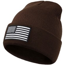 American Flag Embroidered Beanie Winter Hat for Men Women, Multi-Season Milit...
