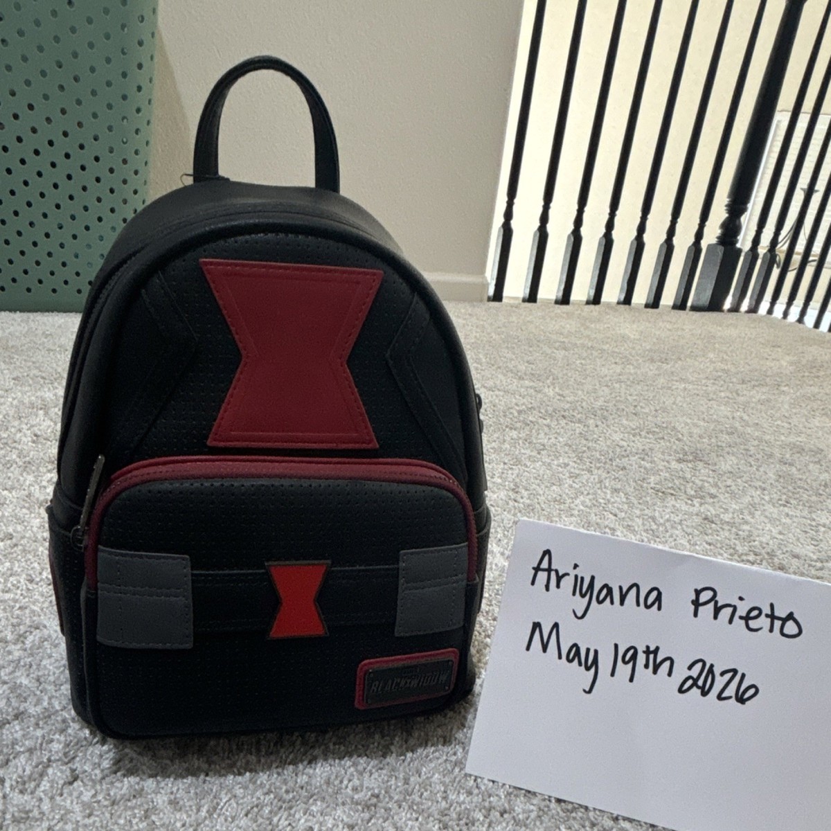 Loungefly Marvel Black Widow Black & Red Mini Backpack Zip 