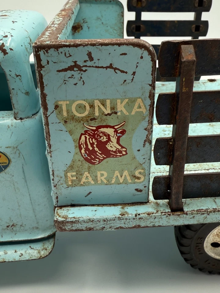 Vintage 1957 Tonka Farms Stake Truck-baby blue - image 4 of 4