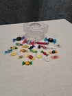 24 Vintage MCM Colorful Hand Blown Murano Style Art Glass Wrapped Candy W/Dish