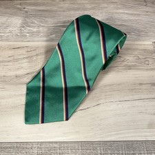 Polo Ralph Lauren Green Silk Necktie  Handmade in Italy  Classic Striped Tie