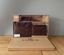 COACH Boxed 3-in-1 Wallet Gift Set In Signature Canvas CW344 Black Currant