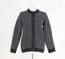 L.L.BEAN $179 100% Wool 1912 Heritage Cardigan Sweater Bird's Eye Print Size S