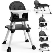 8-In-1 Baby High Chair, Toddler Booster Seat with Dishwasher-Safe Tray, Black