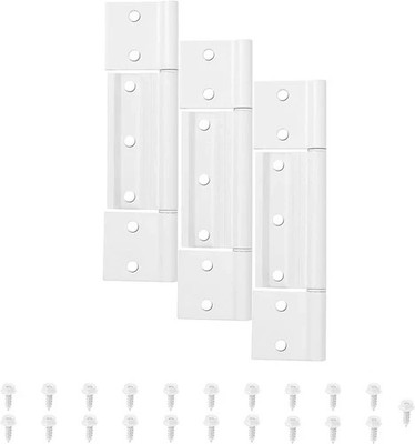3-Pack Matte White Screen Door Hinges, 1/8 Inch Grooved Center Storm