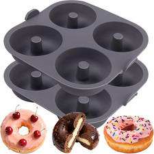 Silicone Donut Pan for Baking, 4-Cavity Doughnut Mold  Set of 2, 8.5cm Cavity D