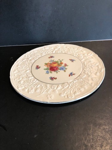 Vintage Czechoslovakia E&R Erphil Pottery Floral Cake Plate - Picture 2 of 8