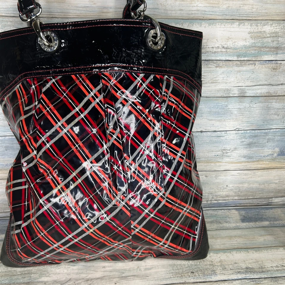Vera Bradley Tote Bag Pvc Coated Vinyl Shoulder Bag Purse Red Black - image 3 of 4
