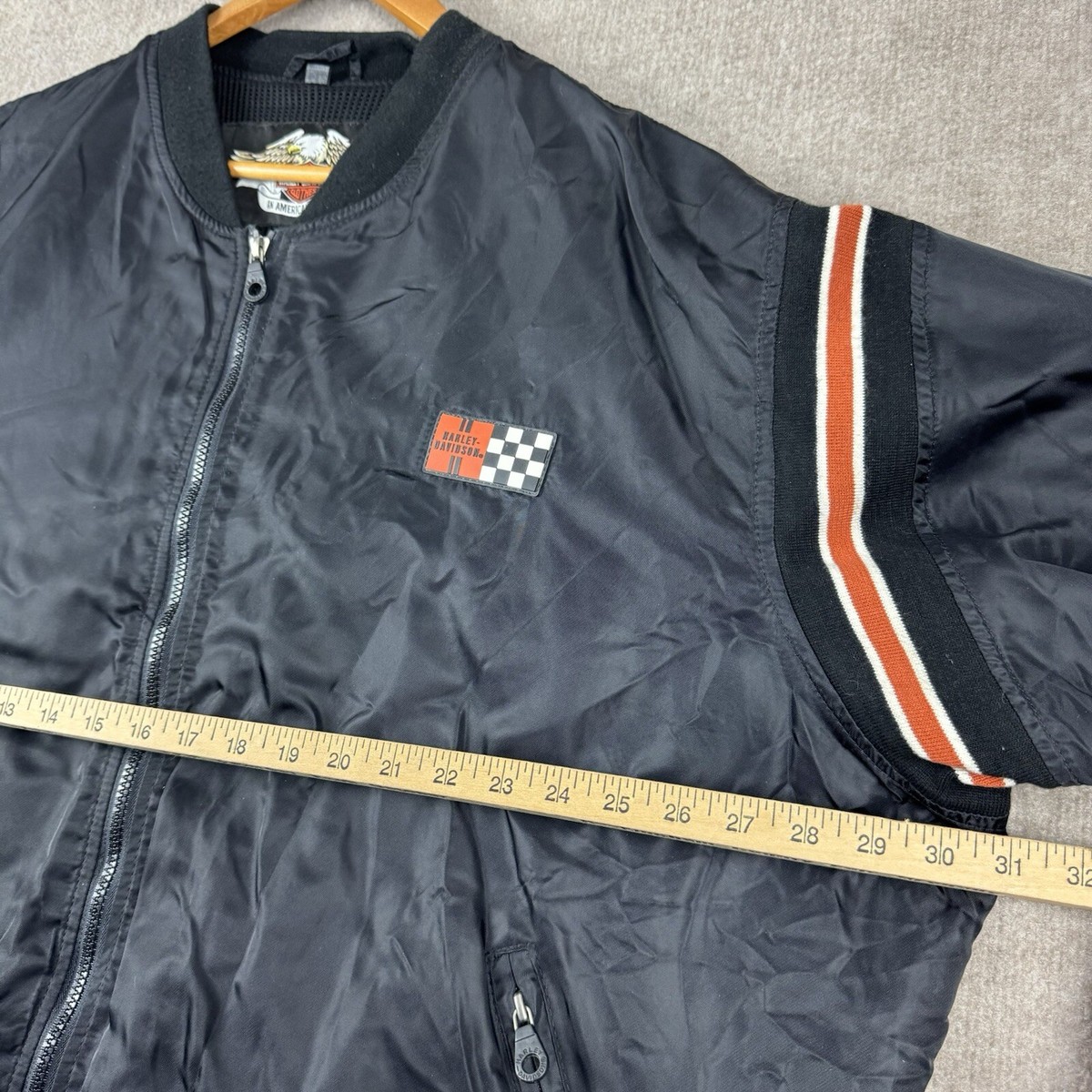 Vintage Harley Davidson Bomber Jacket 2XL Black Full Zip 4 Vintage Harley Davidson Bomber Jacket 2XL Black Full Zip 4