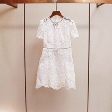 Self-Portrait Womens Elegance Summer New Diamond High Waist Lace Hollow Dress