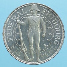 SVIZZERA FRIBURGO 5 FRANCHI 1934 FESTIVAL FEDERALE CURRENCY EUROPE STATE COINS