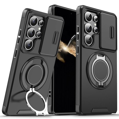 For Samsung Galaxy S25 S24 S23 A54 A36 5G Stand Lens Push Window Shockproof Case