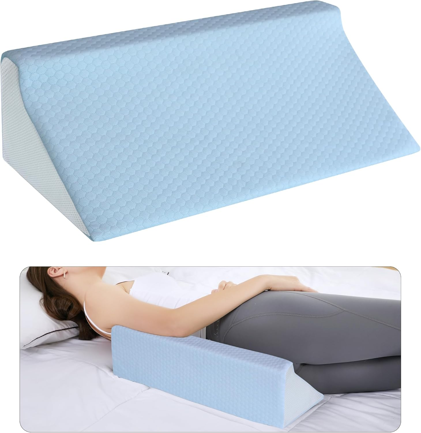Memory Foam Wedge Pillow for Side Sleepers & Back Support