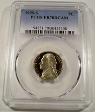 1995-S 5c PCGS PR70DCAM JEFFERSON NICKEL PROOF DEEP CAMEO PR 70 DC