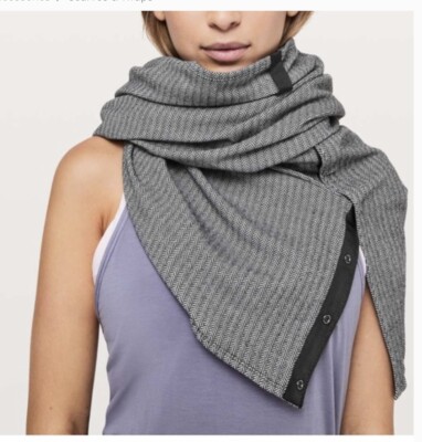 Lululemon Scarf Womens Gray Herringbone Vinyasa Wrap Shawl
