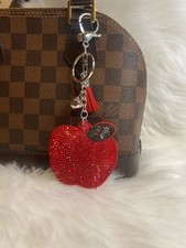 Red Apple Keychain Bag Charm Bling RHINESTONE SPARKLE Keychain Purse Keyring New