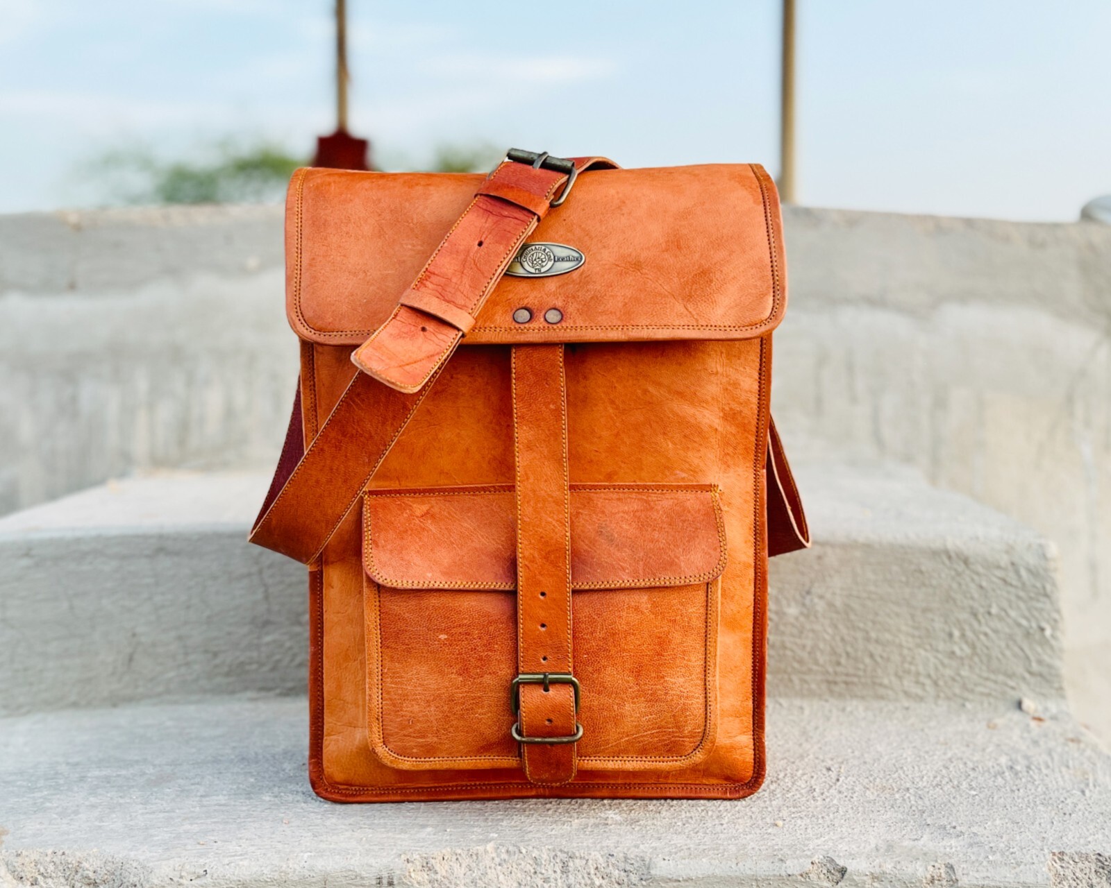 Men Leather Handmade Cross Body Bag Men's Shoulder Satchel Rustic
