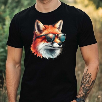 Mens Animal Sunglasses Print Cotton T-Shirt Size XS to 5XL