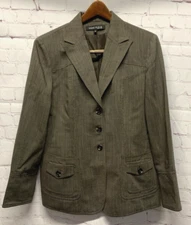 Anne Klein Size 14 Blazer Jacket Brown Taupe Suit Separate Women Wool