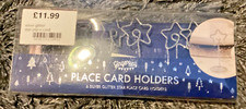 BNIP New Ginger Ray Pack of 6 Christmas Place Card Holders - Silver Glitter Star