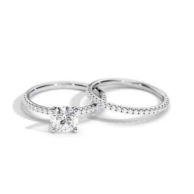 Fancy Diamond Band Set 14k White Gold Round 1.50 Carat IGI GIA Lab Created