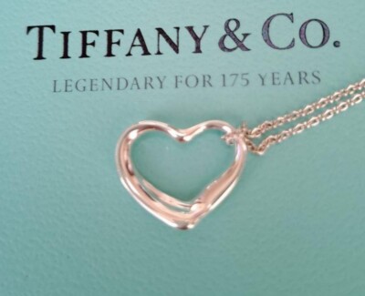 Tiffany & Co Sterling Silver Open Heart Pendant Necklace No Box | eBay