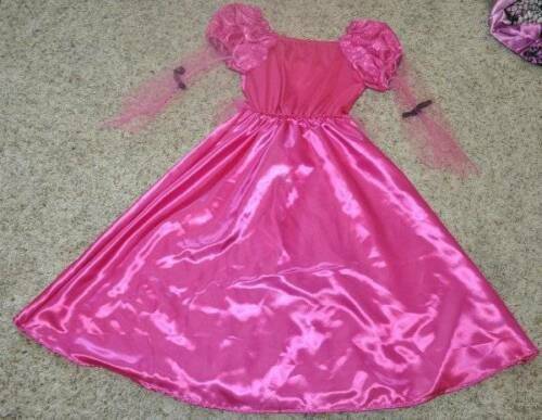 Mädchen Prinzessin Halloween Kostüm rosa langes Kleid, Krone & Zauberstab 3-teilig - Größe 8/10 - Bild 4 von 7