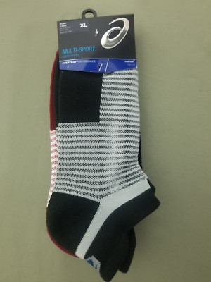 New Asics Mens 3 Pack Multi Sport Cushion Low Cut Socks.  XL  12+