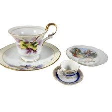 Lot of Miniature China Pieces from Japan Cups & Saucers, Plate from Colorado