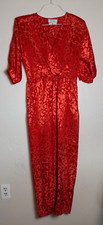 Vintage 1980's Marchionda Red Subdued Animal Print Jumpsuit 1pc 8 Medium