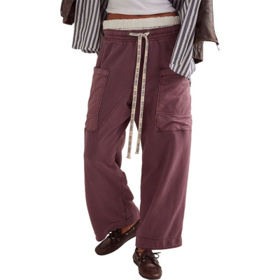 Free People We The Free Jet Set Knit Pull-On Pants, Plum, Size Small, NWT