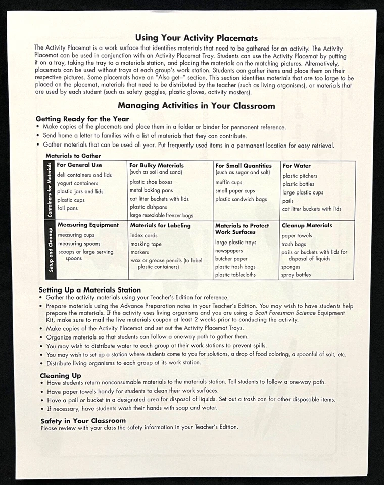 4th Grade - SCIENCE ACTIVITY PLACEMATS (ENGLISH & SPANISH) (2008, Foresman) - Image 2 of 4